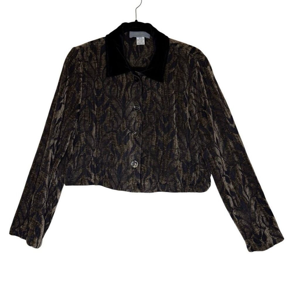 Vintage Carol Anderson California Brown and Black Velvet Cropped Jacket Size 8